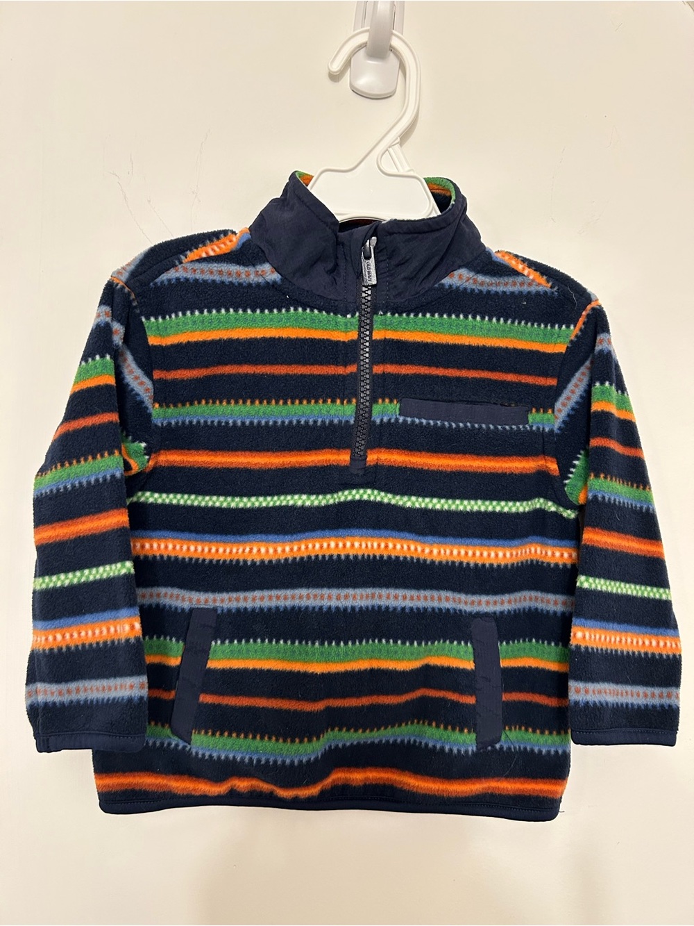 Old Navy Navy Striped Half-Zip Fleece